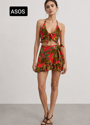 Костюм женский пляжный юбка и топ от бренда asos xs