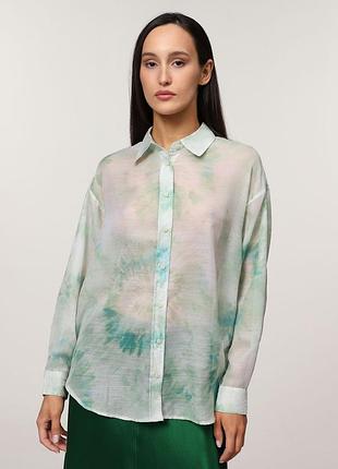 Сорочка жіноча stradivarius оверсайз м'ятна tie-dye, напівпрозора, l