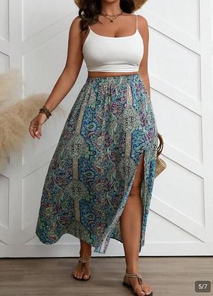 Красивая юбка макси с разрезом от shein 🖤💙