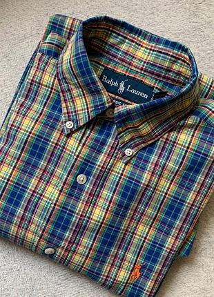Рубашка ralph lauren classic fit 100% хлопок клетка s
