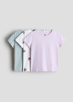 Набір футболок h&m (3 шт, 100% бавовна) для дівчинки