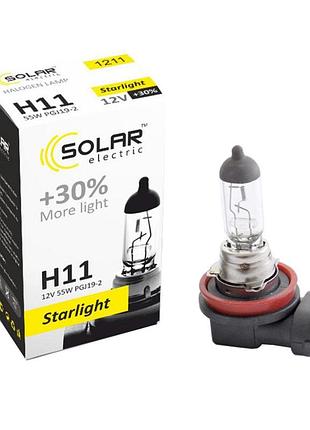 Галогеновая лампа solar h11 12v 55w starlight +30%