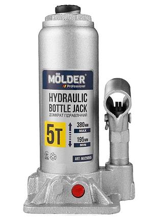 Домкрат гидравлический бутылочный molder 5т 195-380мм в кейсе
