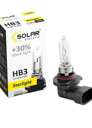 Галогеновая лампа solar hb3 12v 65w p20d starlight +30%