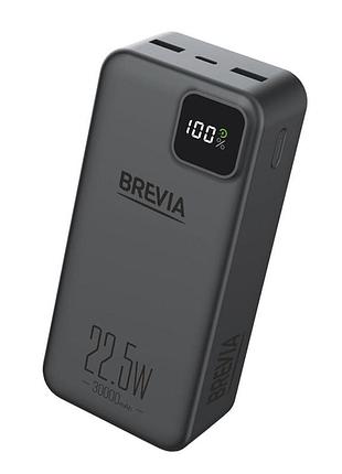 Повербанк (power bank) brevia 30000mah 22,5w li-pol, lcd чорний