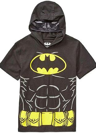 🦇 крутая футболка-худи batman для мальчика (с капюшоном)