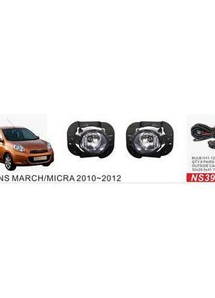 Фары доп.модель nissan micra 2010-12/ns-392/h11-12v55w/эл.проводка