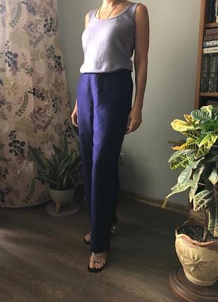 Шелковые брюки палаццо monsoon (58% silk, 42% linen) в глубоком индиго