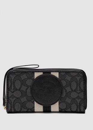 Кошелек  coach dempsey large wallet in signature jacquard black