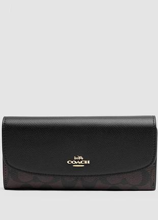 Кошелек coach signature pvc slim envelope wallet black/brown