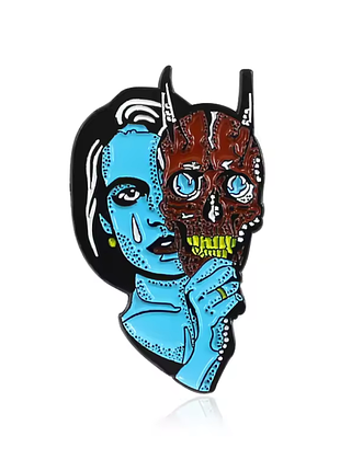 Металеві значок blue devil girl брошка синя жінка маска демона страшний пін-блакитна дівчина halloween череп