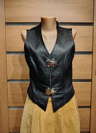 Женский байкерский жилет из натуральной кожи trend new line extravagant, р. 8 (s)