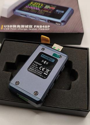 Usb тестер fnirsi fnb48p bluetooth оригінал новий тестер для перевірки ємності акумуляторів павербанків кабелів блоків живлення qc pd тригер