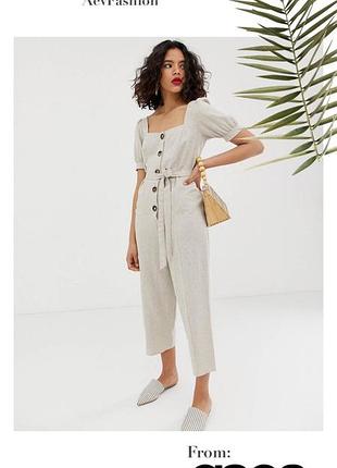 Натуральный брючный комбинезон с поясом asos хлопок вискоза