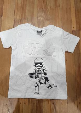 Футболка для мальчика star wars 116 белая с принтом