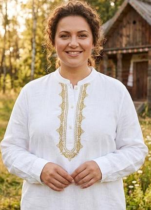 Блузка натуральная бабовня 💯рубашка вышиванка большой размер индия, туника нова с биркой