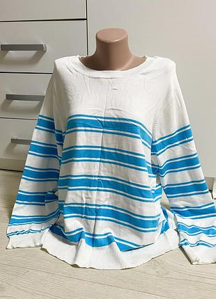 Свитер кофта в голубую полоску женская xl-2xl