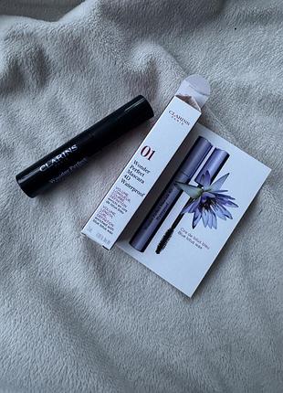 Clarins wonder perfect mascara 4d waterproof 01 black — водостійка туш для вій, міні 3 мл