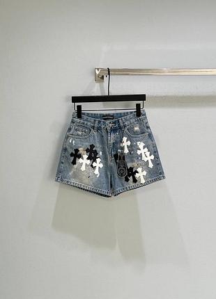 Жіночі джинсові шорти chrome hearts 12-14 робочих днів
