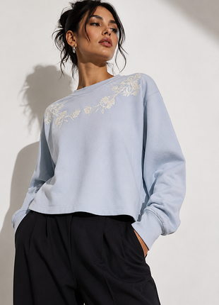 Укорочений бавовняний світшот з вишивкою miss selfridge