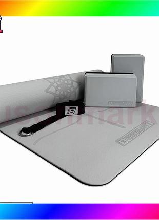Bs набір для йоги best mix та фітнесу easyfit polarity set pro (stone): килимок, два блоки та ремінь bas77/n