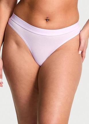 Женские трусики victoria’s secret (118976672131) logo cotton thong xs сиреневые