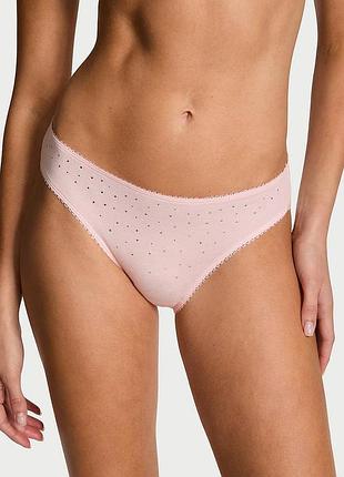 Жіночі трусики victoria's secret (26691785125) stretch cotton sparkle bikini xl рожеві