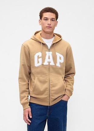 Толстовка чоловічa gap (315831458599) relaxed logo zip hoodie l бежевa