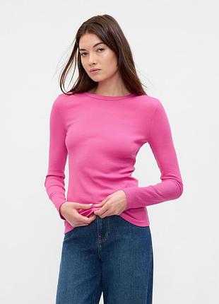 Жіночий лонгслів gap (4826241296593) ribbed crewneck t-shirt xs рожевий