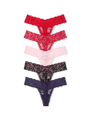 Набор трусиков victoria's secret (154000416244) thong стринги xl комбинированные