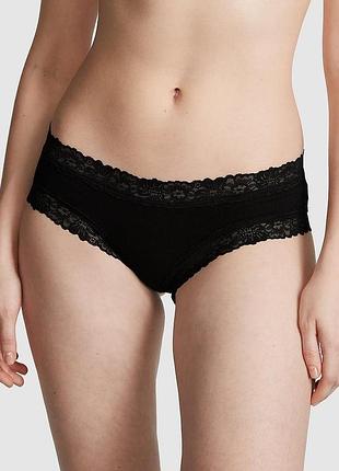Женские трусики victoria's secret (146987562347) wink lace-trim cheeky xxl черные