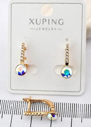 Сережки xuping з медичного золота, позолота 18 к. довжина 1,7 см. ширина 0,6 см.