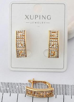Сережки xuping позолота хр 18 к. довжина 1,8 см. ширина 0,6 см.