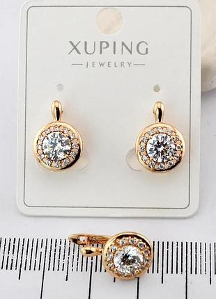 Сережки xuping позолота хр 18 к. довжина 1,5 см. ширина 1,1 см.