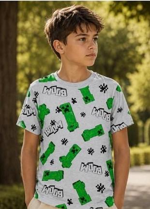 Серая футболка minecraft primark на мальчика 9-10 лет