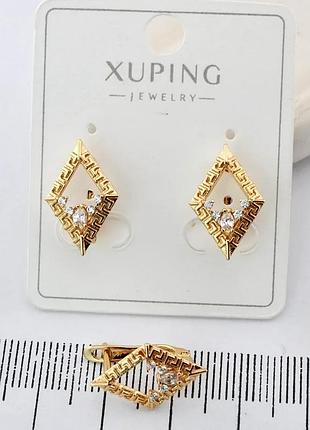 Сережки xuping позолота хр 18 к. довжина 1,8 см. ширина 1,2 см.