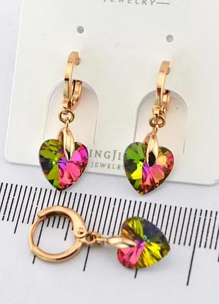 Сережки xр. позолота 18к. камені: swarovski хамелеон. довжина: 27 мм. ширина: 10 мм.