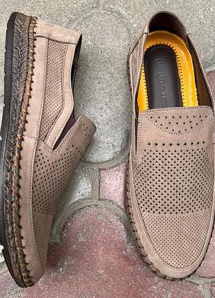 Luciano bellini мужские нубуковые мокасины с перфорацией 40