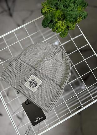 Шапка stone island mini logo grey one size