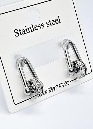 Сережки stainless steel родій 1,8 см.