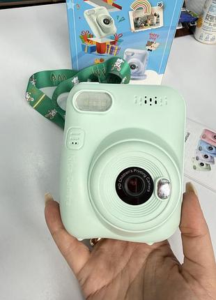 Дитячий фотоапарат миттєвого друку kids camera instant print, hd, термодрук, кольоровий екран, зелений