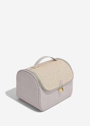Дорожня косметичка stackers taupe raffia & champagne gold, 27*19*22 см, nd-76930 nai