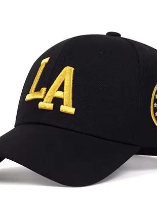 Кепка бейсболка lа (los angeles) unisex доросла жіноча чоловіча вишивка золота нитка чорна (155725)
