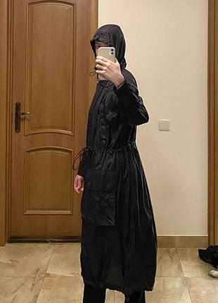 Дощовик водонепроникний жіночий h&m чорний довгий тонкий, розмір 36-38, s-m
