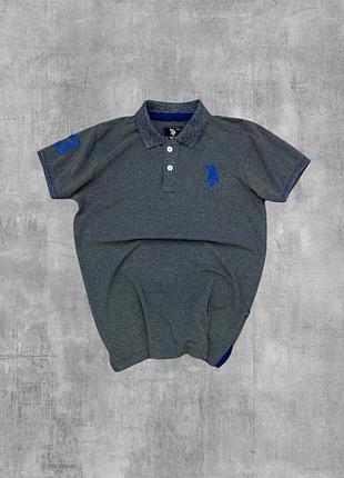 Поло u.s. polo assn. оригінал сіре футболка теніска юс поло ассн з великим логотипом
