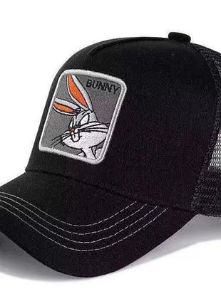 Кепка бейсболка кролик bunny с сеткой взрослая женская мужская onesize черная (151715)