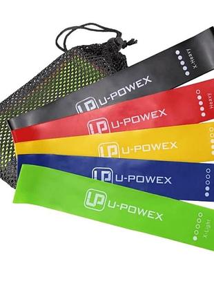 Набор фитнес резинок u-powex с 5 лент и чехла в упаковке. оригинал. резинки хит сша!