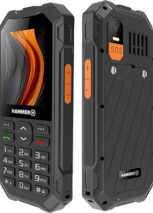 Захищений кнопковий телефон hammer 6 lte ip68 dual sim 4g lte без зарядного кабелю (легке б/в)