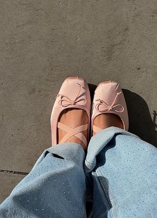 Розовые атласные балетки от primark в стиле miu miu