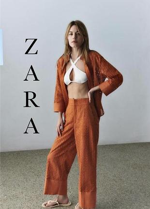 Шикарний натуральний костюм zara котон штани і сорочка